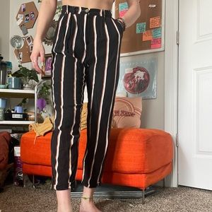 High Waisted Vertical Stripe Pants